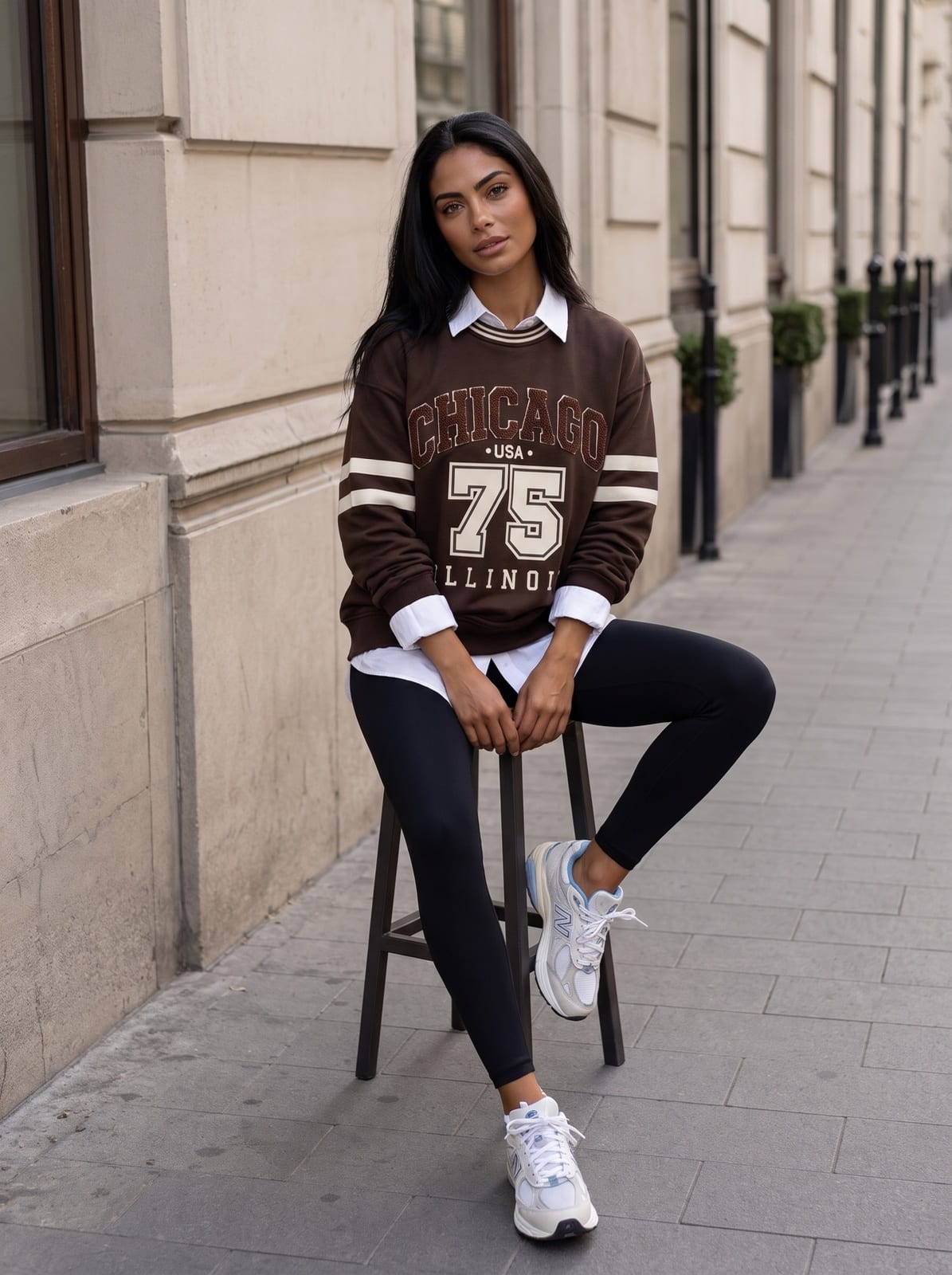 Varsity Sweatshirt with Contrast Stripes, photo 4 of 12
