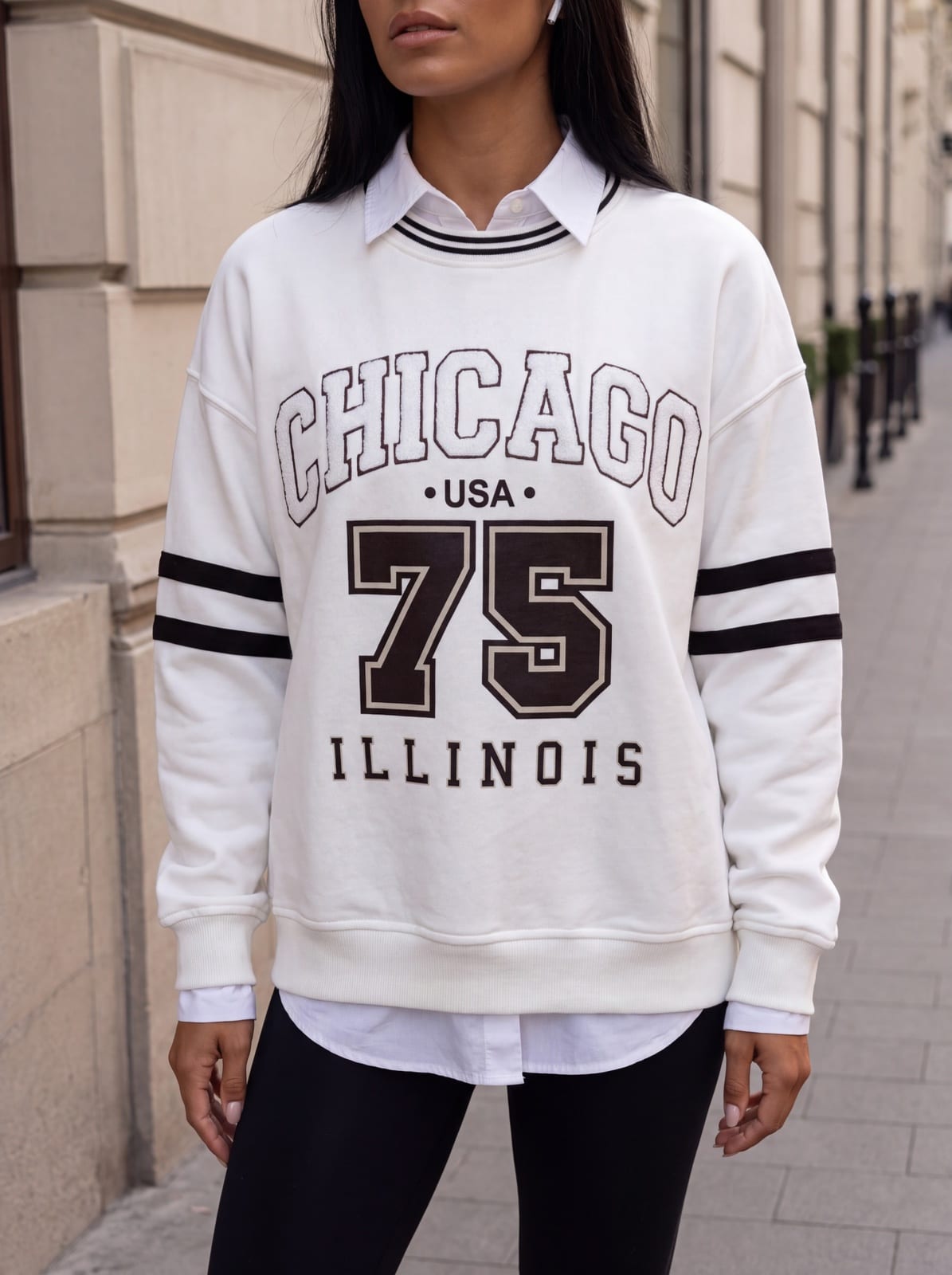 Varsity Sweatshirt with Contrast Stripes, photo 11 of 12