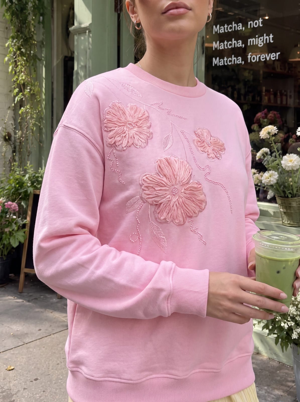 Sweatshirt with Floral Embroidery and Rhinestones, photo 4 of 12