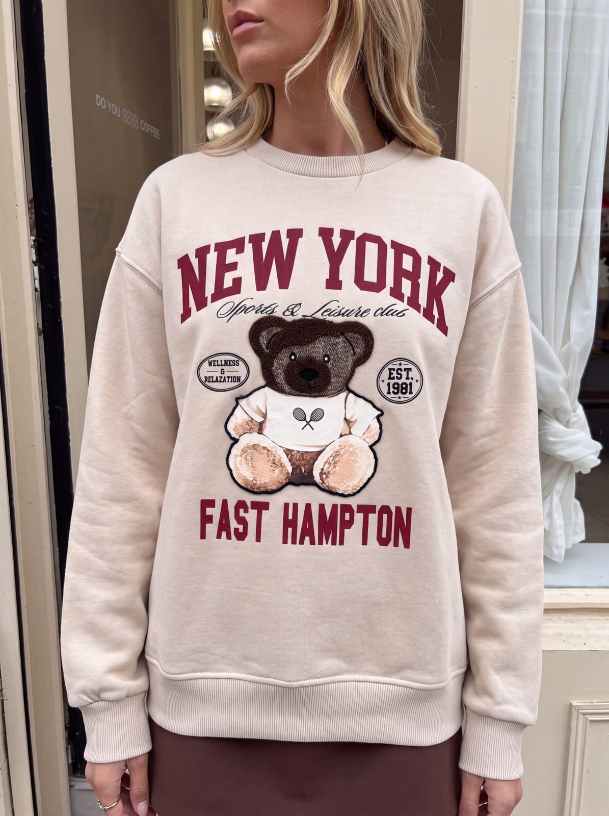 Oversized Sweatshirt with Teddy Appliqué and Lettering, photo 3 of 12