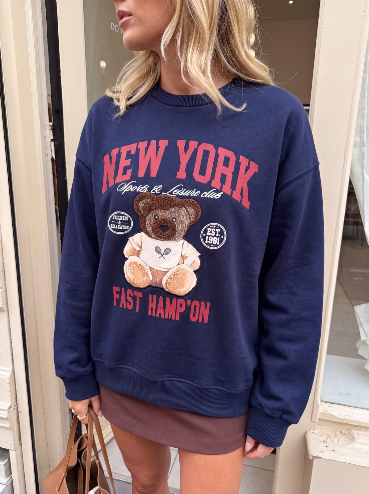 Oversized Sweatshirt with Teddy Appliqué and Lettering, photo 8 of 12
