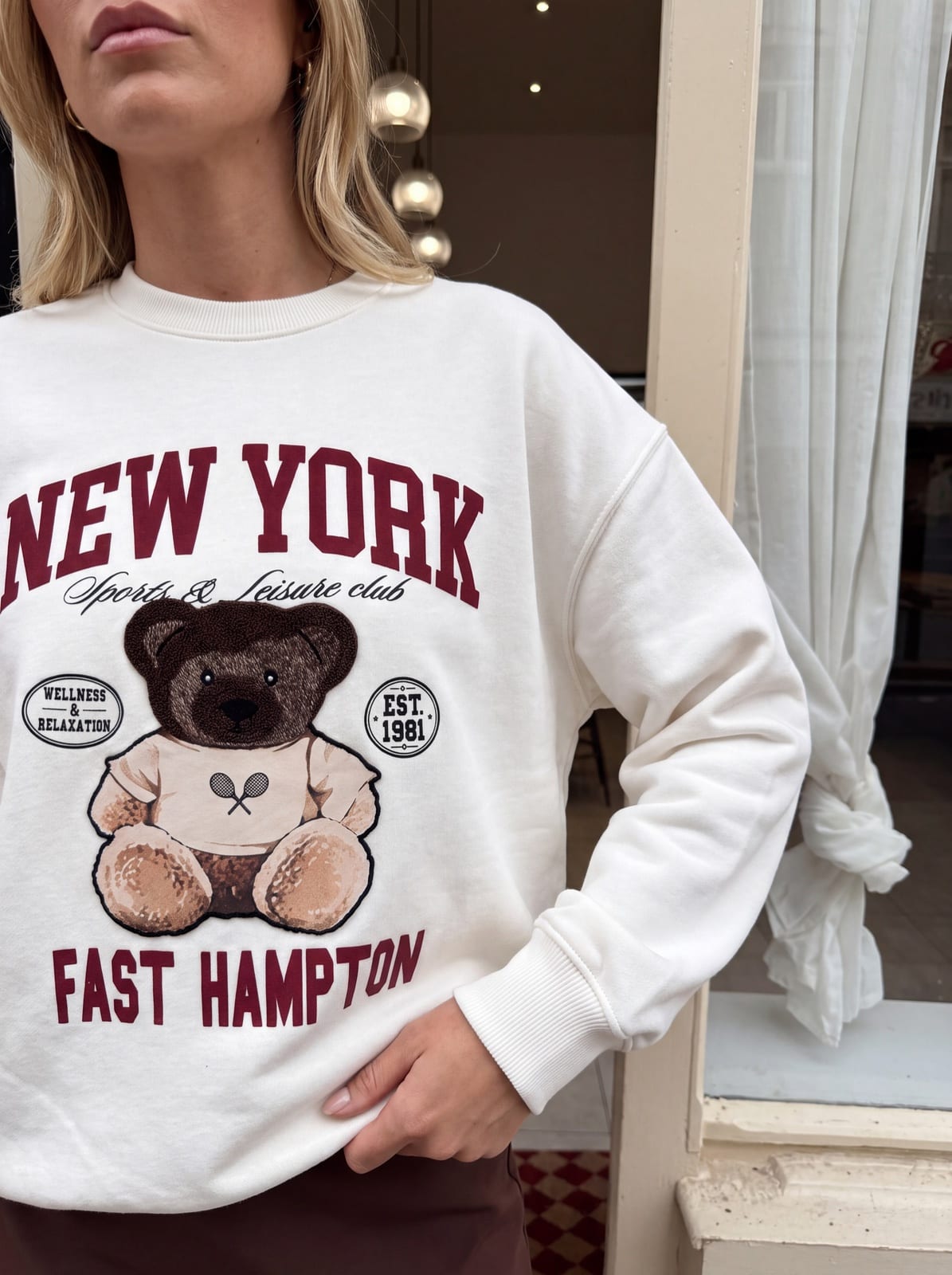 Oversized Sweatshirt with Teddy Appliqué and Lettering, photo 12 of 12